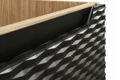 Furnidea Meuble suspendu sous vasque OCEAN chêne et noir 70 cm - 2 tiroirs façades 3D