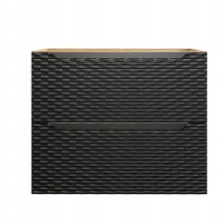 Furnidea Meuble suspendu sous vasque OCEAN chêne et noir 70 cm - 2 tiroirs façades 3D