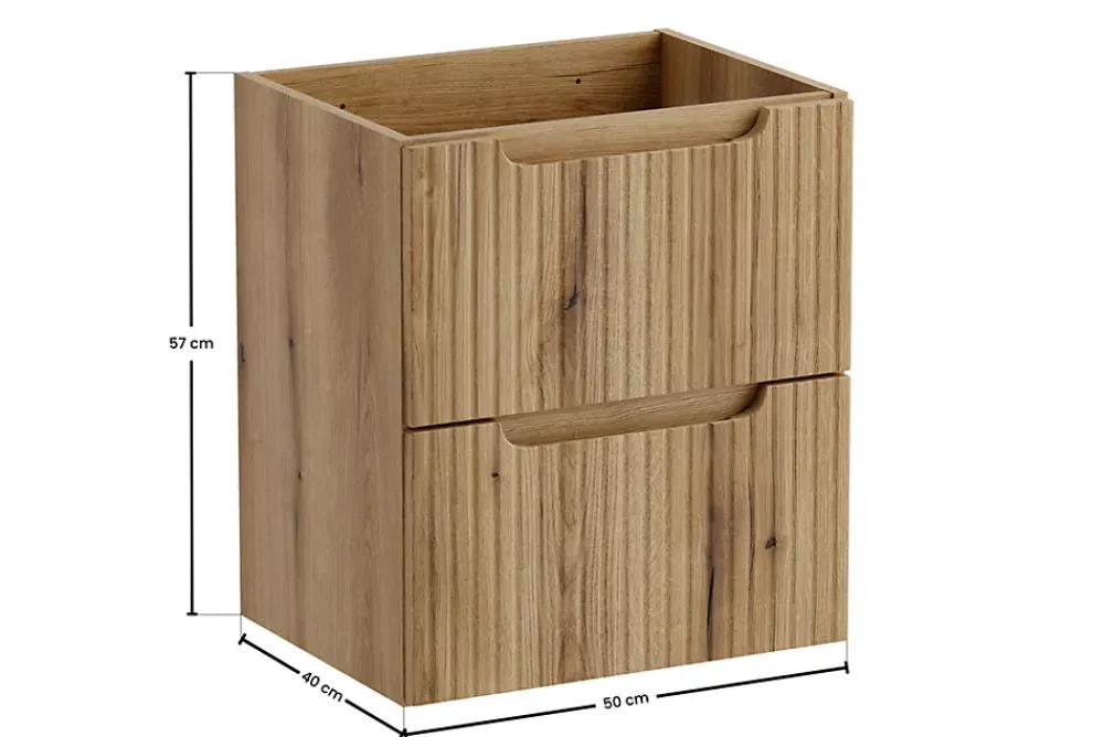 Meuble Sous-Vasque|Furnidea Meuble suspendu sous vasque 50 cm à tiroirs NOVA chêne Coast Evoke