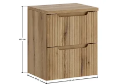 Meuble Vasque|Furnidea Meuble suspendu sous vasque 50 cm avec plan et 2 tiroirs NOVA chêne Coast Evoke