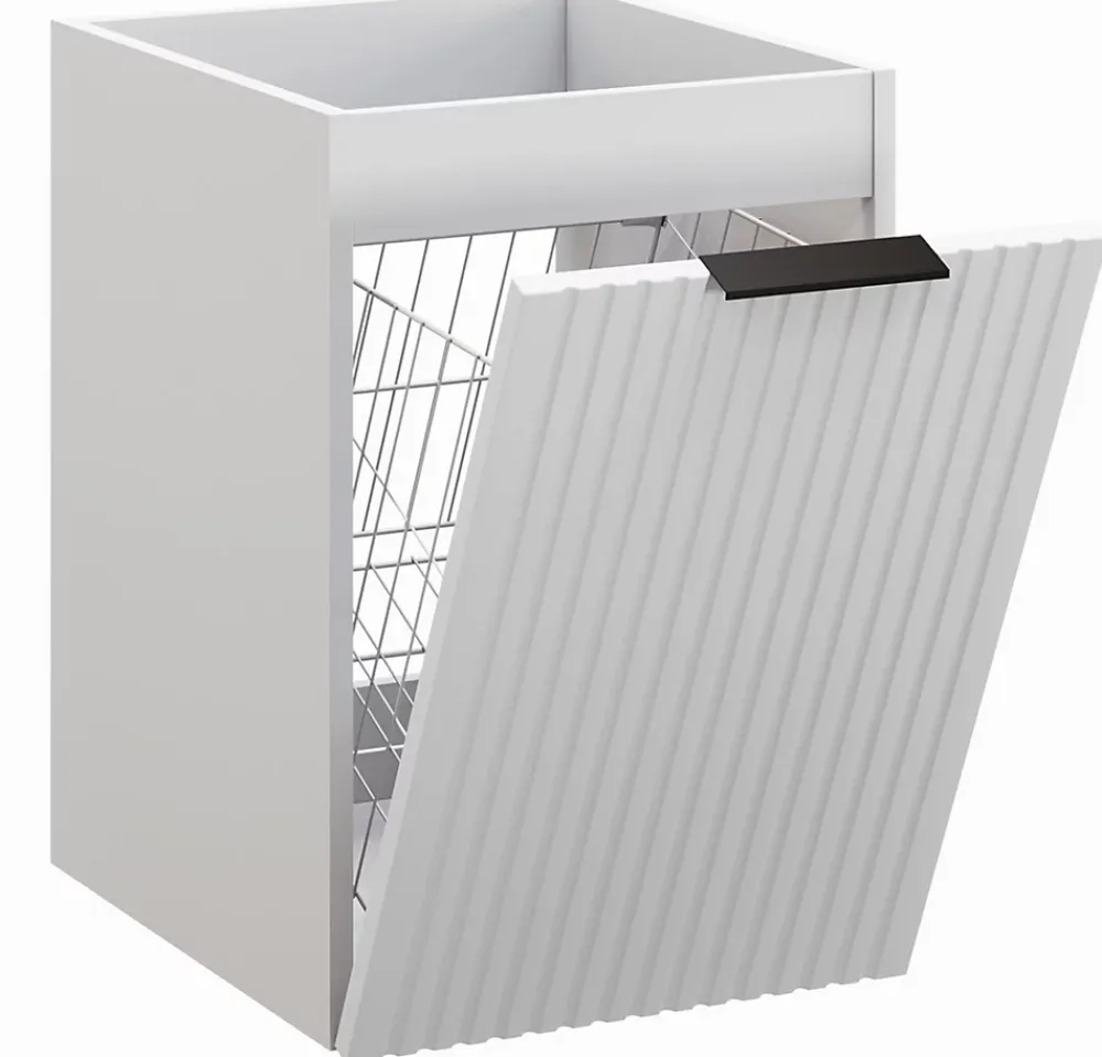 Meuble Sous-Vasque|Furnidea Meuble suspendu sous vasque avec panier à linge ADEL BLANC 160 cm