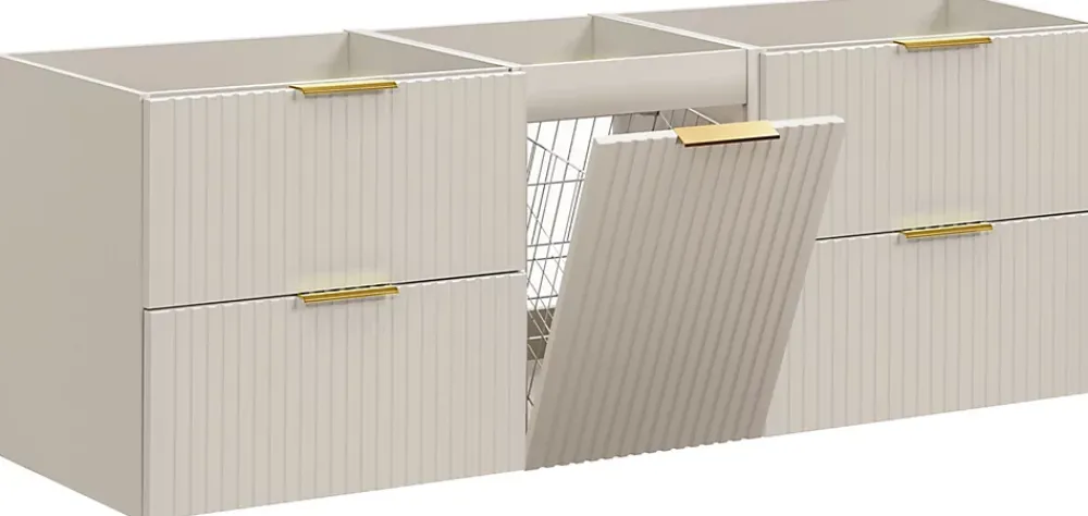 Meuble Sous-Vasque|Furnidea Meuble suspendu sous vasque avec panier à linge ADEL CACHEMIRE 160 cm