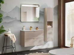 Meuble Sous Lavabo|Furnidea Meuble suspendu sous vasque avec 2 tiroirs VIVA CACHEMIRE 60 cm