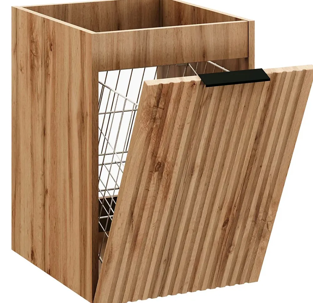 Meuble Sous-Vasque|Furnidea Meuble suspendu sous vasque avec panier à linge ADEL CHÊNE 120 cm