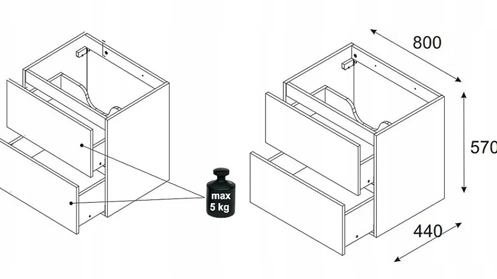Meuble Sous Lavabo|Furnidea Meuble suspendu sous vasque OCEAN chêne et beige 80 cm - 2 tiroirs façades 3D