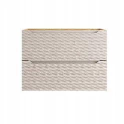 Meuble Sous Lavabo|Furnidea Meuble suspendu sous vasque OCEAN chêne et beige 80 cm - 2 tiroirs façades 3D