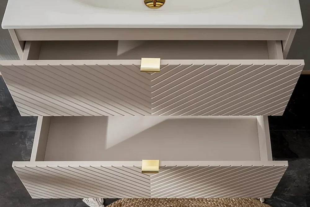Meuble Sous Lavabo|Furnidea Meuble suspendu sous vasque avec 2 tiroirs VIVA CACHEMIRE 80 cm