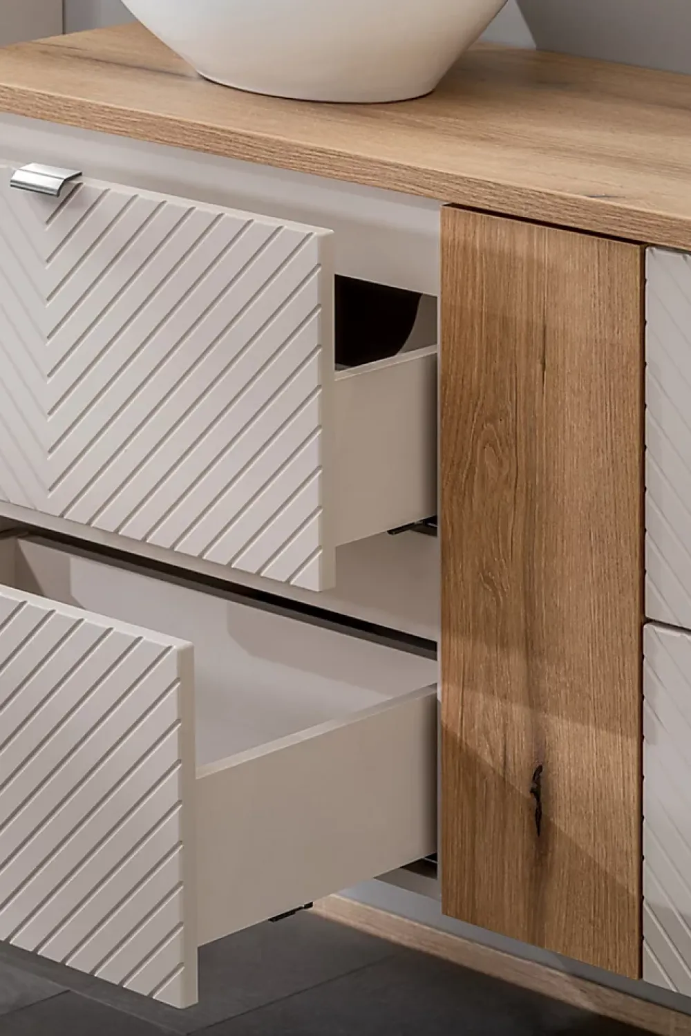Meuble Sous Lavabo|Furnidea Meuble suspendu sous vasque avec 2 tiroirs VIVA CACHEMIRE 80 cm