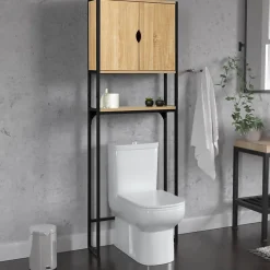 Meuble Wc|Meuble De Salle De Bains Faible Profondeur|IDMarket Meuble étagère dessus WC placard DETROIT design industriel