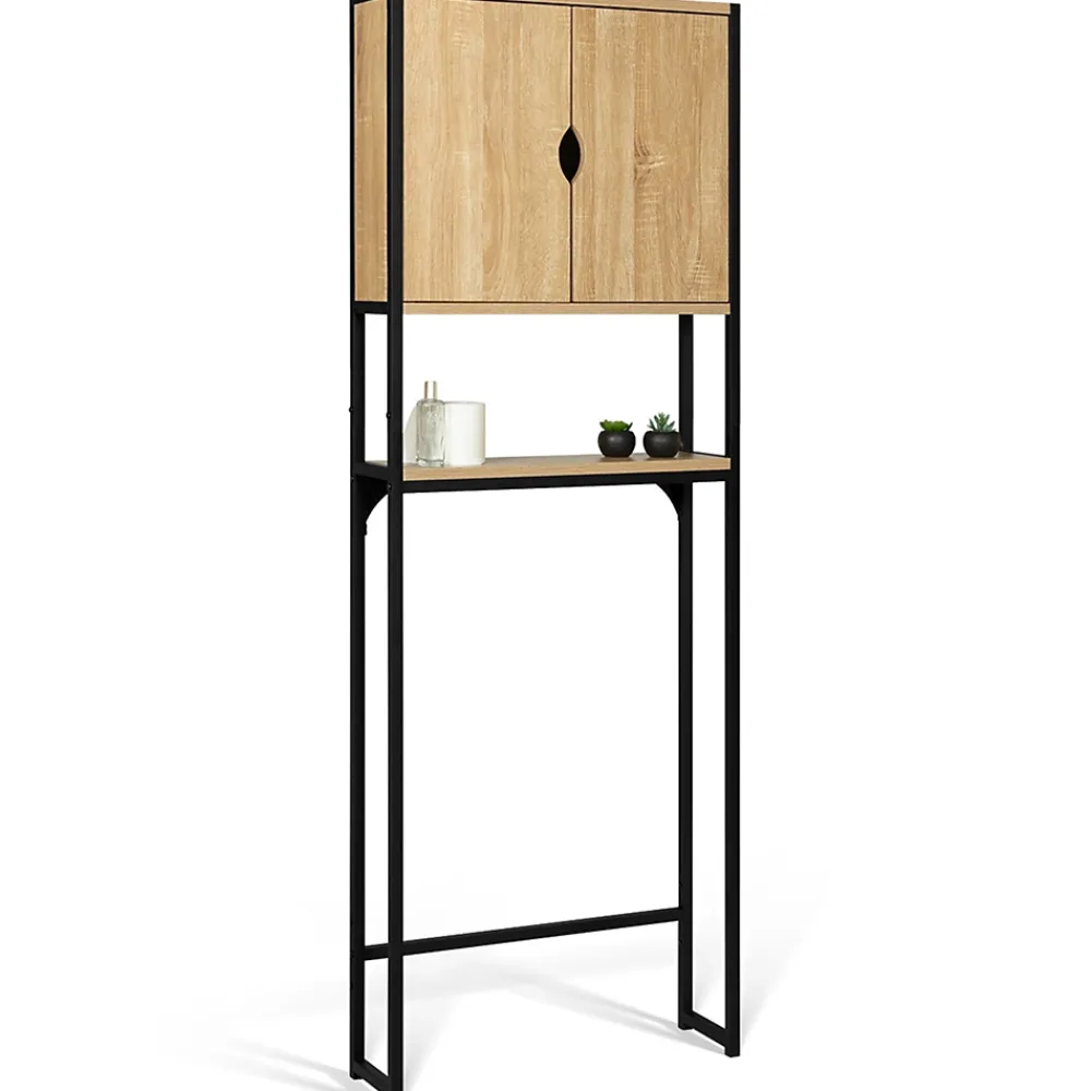Meuble Wc|Meuble De Salle De Bains Faible Profondeur|IDMarket Meuble étagère dessus WC placard DETROIT design industriel
