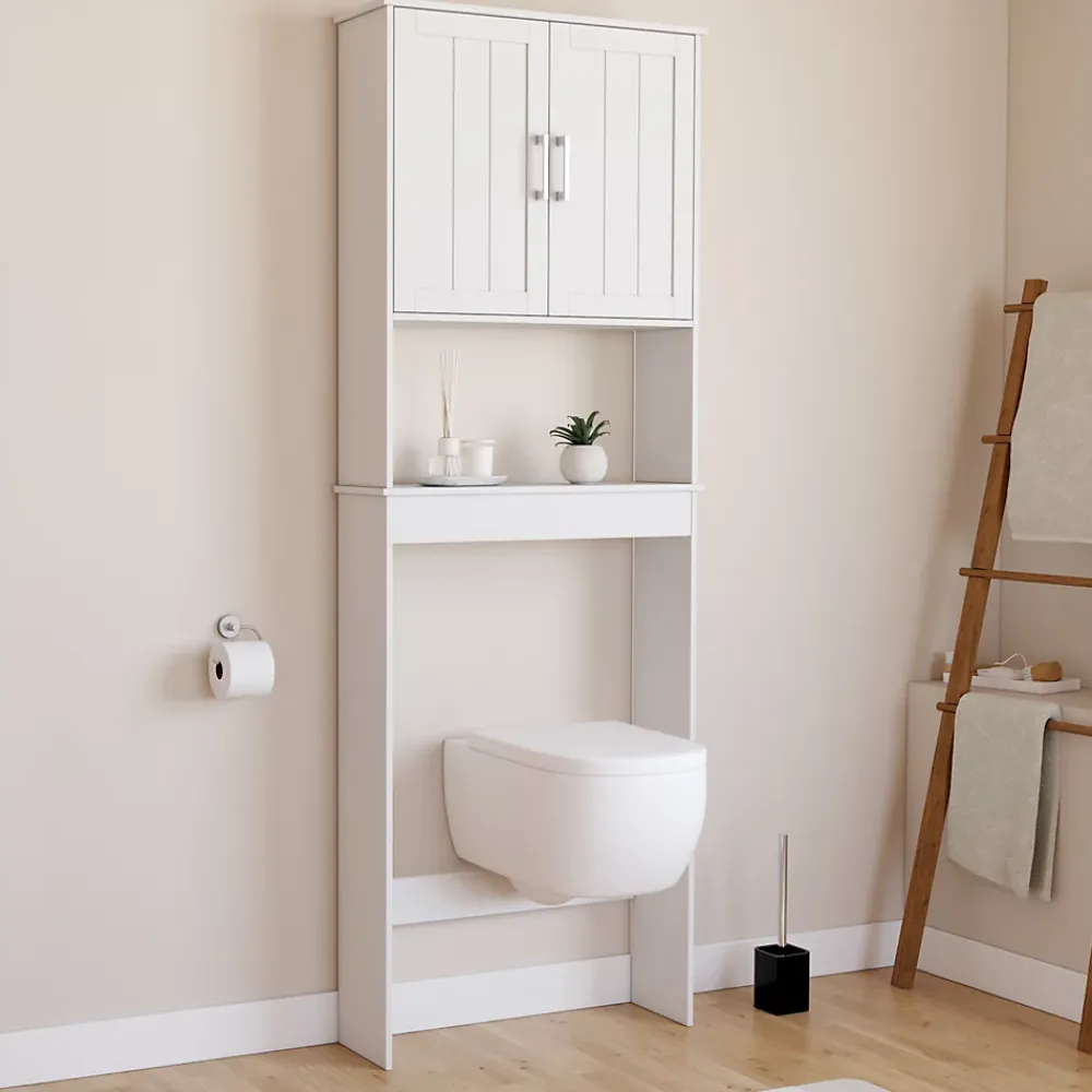 Meuble Wc|IDMarket Meuble étagère dessus WC WALDO placard bois blanc