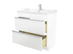 GoodHome Meuble vasque à poser blanc l.80 cm Imandra + plan vasque blanc céramique Lana,