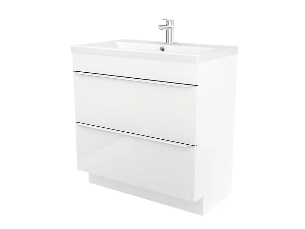 Meuble Vasque|GoodHome Meuble vasque à poser blanc l.80 cm Imandra + plan vasque blanc céramique Nira,
