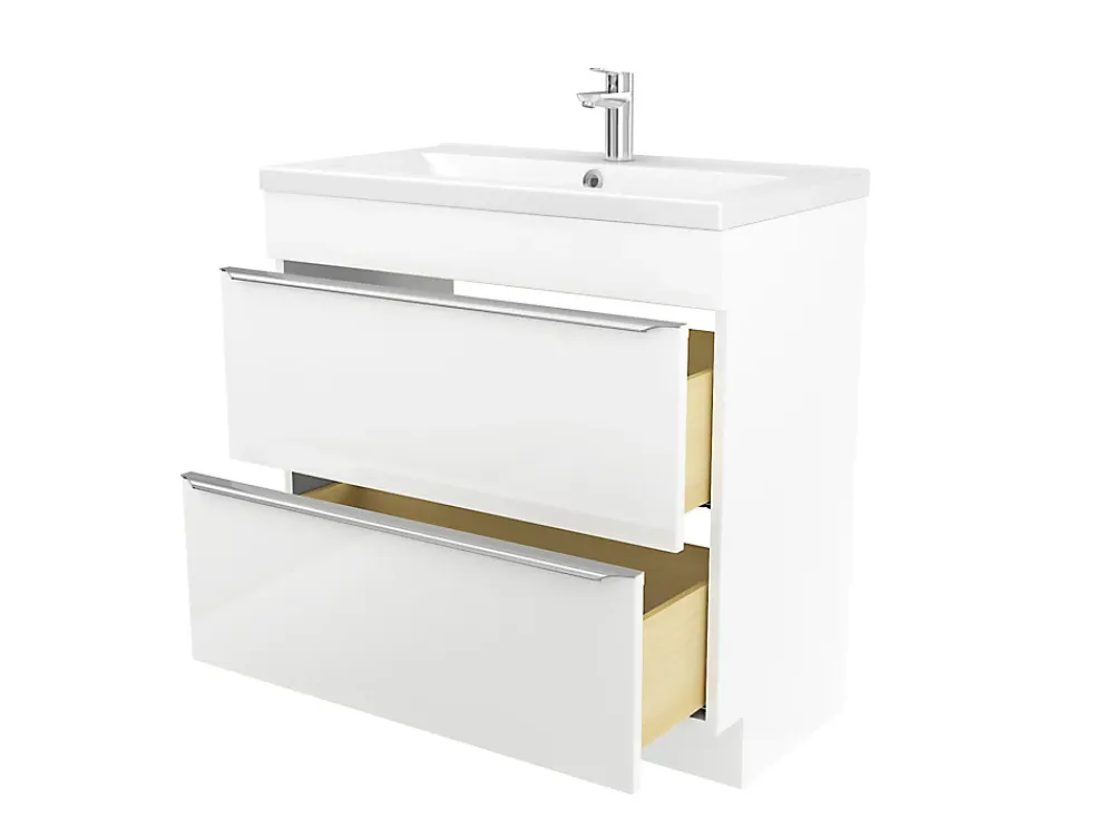 Meuble Vasque|GoodHome Meuble vasque à poser blanc l.80 cm Imandra + plan vasque blanc céramique Nira,