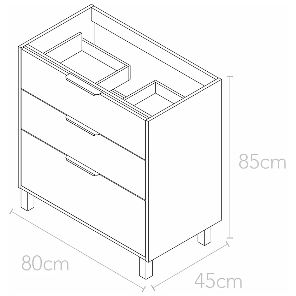 Futurbath Meuble vasque à poser blanc mat l.80 cm + plan simple vasque porcelaine, Louna