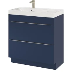 GoodHome Meuble vasque à poser bleu nuit mat l.80 cm Imandra + plan vasque blanc résine Mila,