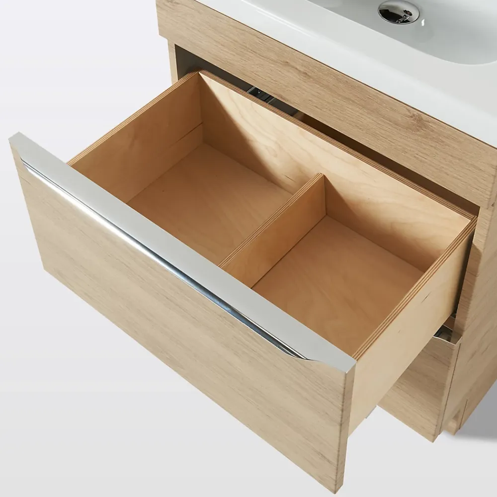 Meuble Vasque|GoodHome Meuble vasque à poser effet chêne l.60 cm Imandra + plan vasque blanc céramique Lana,