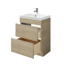 Meuble Vasque|GoodHome Meuble vasque à poser Imandra effet chêne l.60 cm + plan vasque blanc résine Mila,