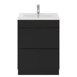 GoodHome Meuble vasque à poser noir mat l.60 cm Imandra + plan vasque blanc céramique Nira,
