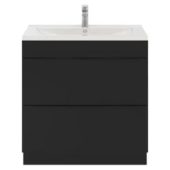 Meuble Vasque|GoodHome Meuble vasque à poser noir mat l.80 cm Imandra + plan vasque blanc céramique Nira,