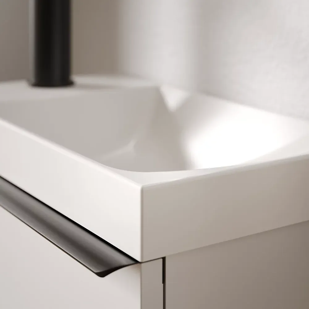 Bernstein Meuble vasque Anthracite mat strié de salle de bain 40x22x55cm (LxPxH) + vasque céramique, Poignée Noir mat - TIM40