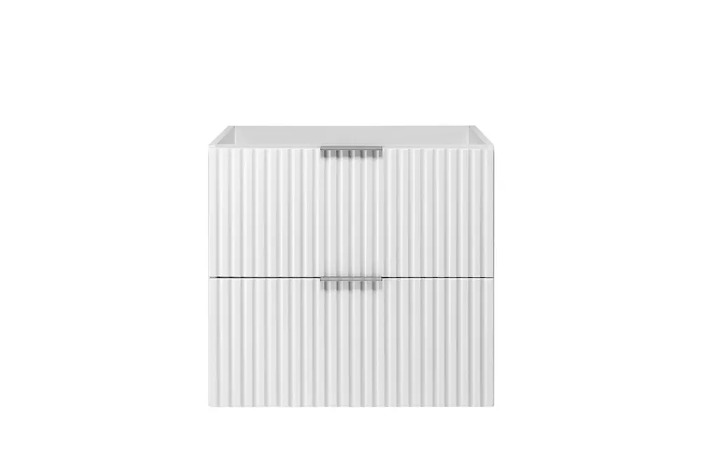 3xE Living Meuble vasque, Blanc, 60 x 57 x 46 cm, poignée argentée, sans plateau
