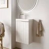 Bernstein Meuble vasque Blanc mat strié de salle de bain 40x22x55cm (LxPxH) + vasque céramique, Poignée Chrome - TIM40