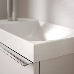 Bernstein Meuble vasque Blanc mat strié de salle de bain 40x22x55cm (LxPxH) + vasque céramique, Poignée Chrome - TIM40