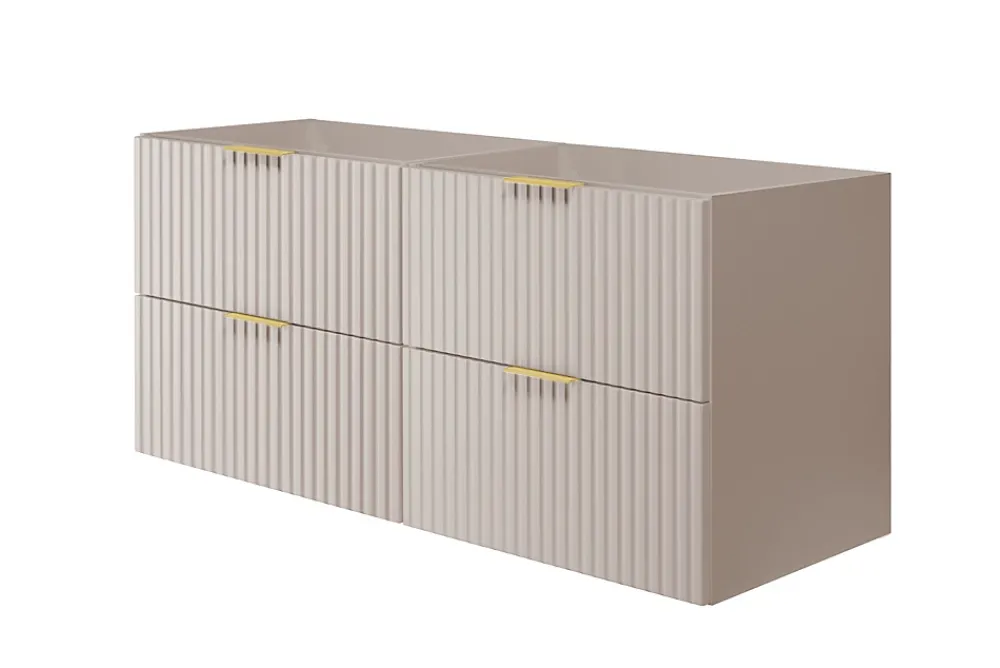 Lave-Mains|3xE Living Meuble vasque, Cachemire, 120 (2 x 60) x 57 x 46 cm, poignée dorée, sans plateau