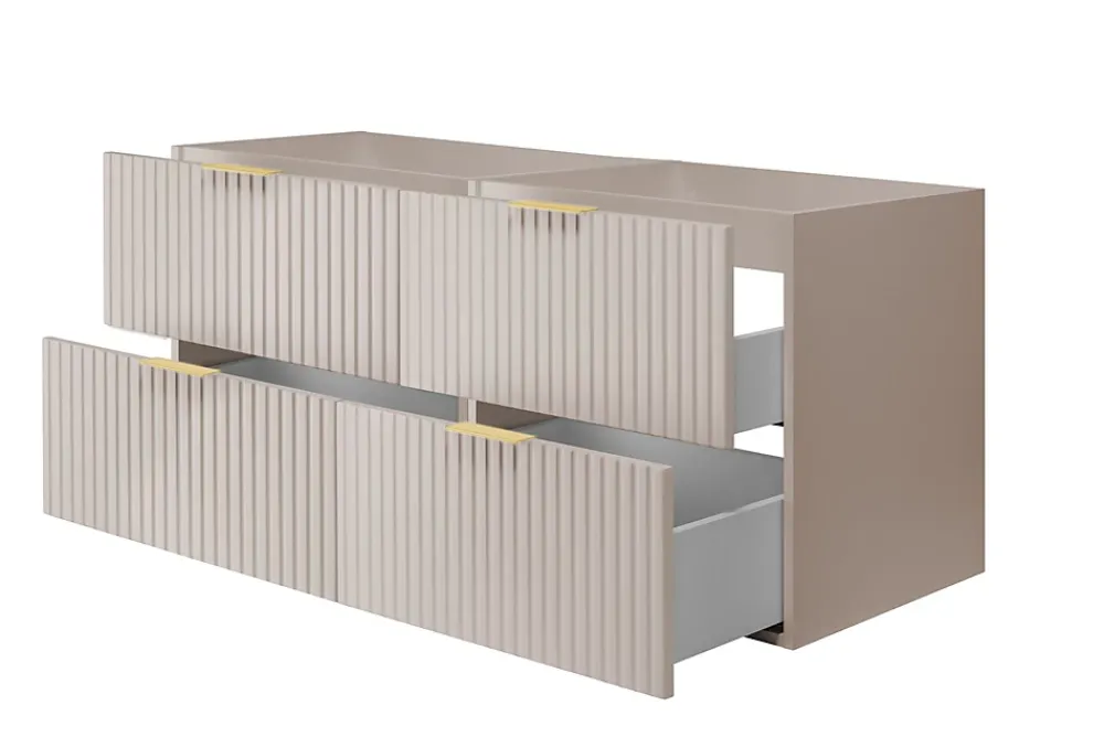 Lave-Mains|3xE Living Meuble vasque, Cachemire, 120 (2 x 60) x 57 x 46 cm, poignée dorée, sans plateau