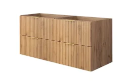 Lave-Mains|3xE Living Meuble vasque, Chêne Craft, 120 (2 x 60) x 57 x 46 cm, poignée dorée, sans plateau