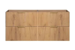 Lave-Mains|3xE Living Meuble vasque, Chêne Craft, 120 (2 x 60) x 57 x 46 cm, poignée dorée, sans plateau