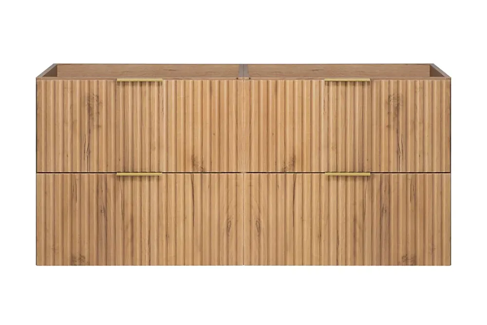 Lave-Mains|3xE Living Meuble vasque, Chêne Craft, 120 (2 x 60) x 57 x 46 cm, poignée dorée, sans plateau