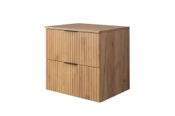 Lave-Mains|3xE Living Meuble vasque, Chêne Craft, 60 x 57 x 46 cm, poignée noire + Plan de travail