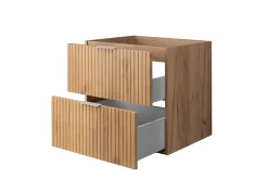 Lave-Mains|3xE Living Meuble vasque, Chêne Craft, 60 x 57 x 46 cm, poignée argentée, sans plateau