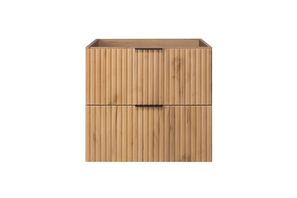 3xE Living Meuble vasque, Chêne Craft, 60 x 57 x 46 cm, poignée noire, sans plateau