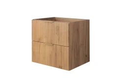 Lave-Mains|3xE Living Meuble vasque, Chêne Craft, 60 x 57 x 46 cm, poignée dorée, sans plateau