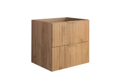 Lave-Mains|3xE Living Meuble vasque, Chêne Craft, 60 x 57 x 46 cm, poignée dorée, sans plateau