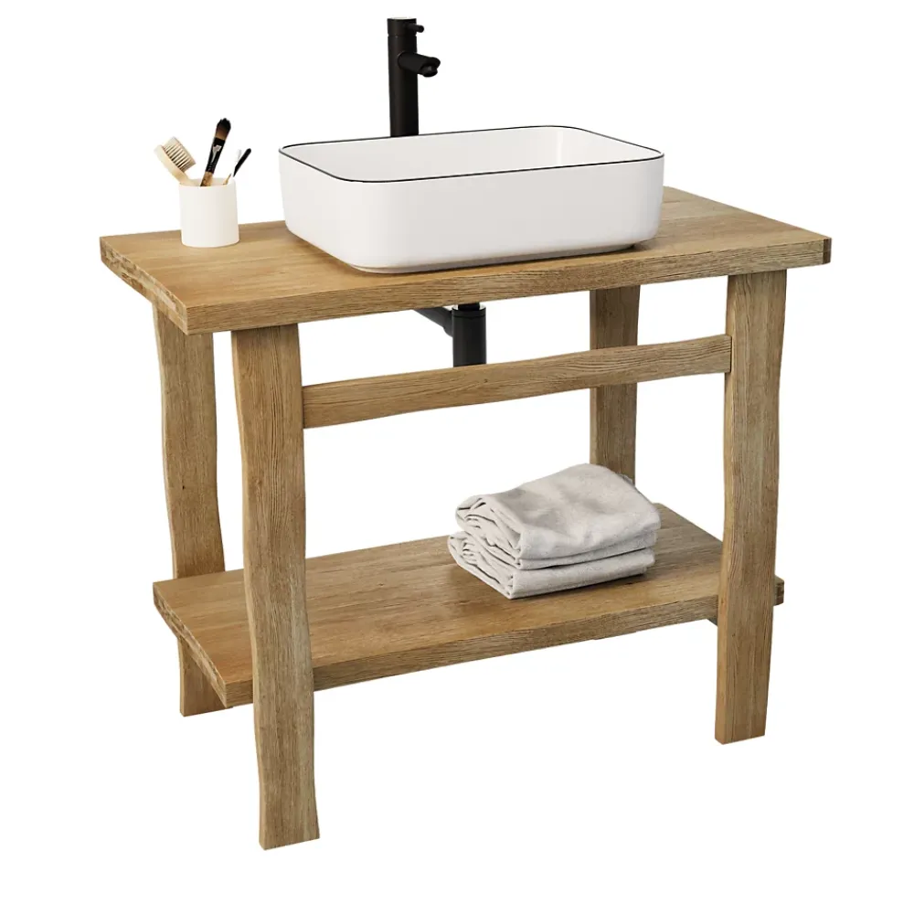 Meuble Buanderie|Meuble Vasque|Homesight Meuble vasque en chêne massif vieilli l.95 x H.78 x P.50 cm, Taby