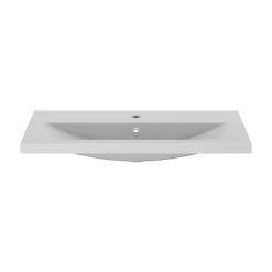 GoodHome Meuble vasque faible profondeur effet bois avec porte-serviette l.85 x H.82 x P.36 cm Maza + plan vasque céramique Nira,