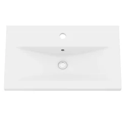 GoodHome Meuble vasque faible profondeur noir avec porte-serviettes l.65 x H.82 x P.36 cm Maza + plan vasque blanc céramique Nira,