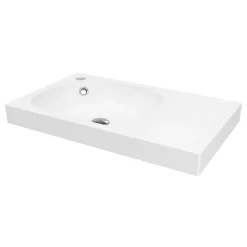 Meuble Vasque|Meuble De Salle De Bains Faible Profondeur|GoodHome Meuble vasque faible profondeur blanc avec porte-serviettes l.65 x H.82 x P.36 cm + plan vasque résine blanc, Maza