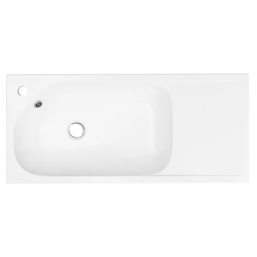 GoodHome Meuble vasque faible profondeur blanc avec porte-serviettes l.85 x H.82 x P.36 cm + plan vasque résine blanc, Maza