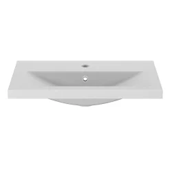 GoodHome Meuble vasque faible profondeur blanc avec porte-serviettes l.65 x H.82 x P.36 cm Maza + plan vasque céramique blanc Nira,