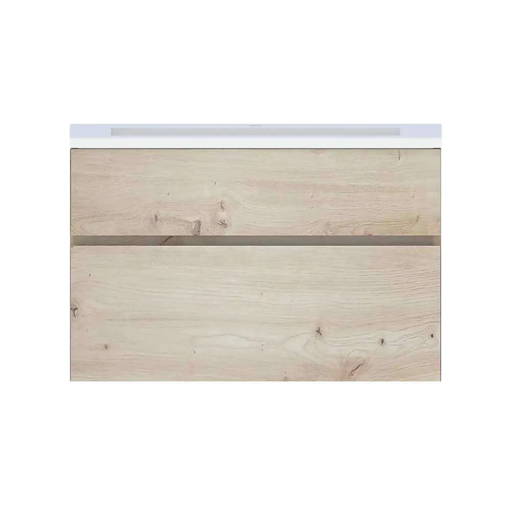 Meuble De Salle De Bains Faible Profondeur|Meuble Vasque|Cooke & Lewis Meuble vasque faible profondeur suspendu effet chêne artisan l.90 cm + plan vasque blanc en résine, Calao