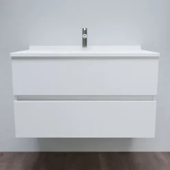 Meuble Vasque|Cuisibane Meuble vasque L 90cm P 55cm ROMY - Blanc brillant