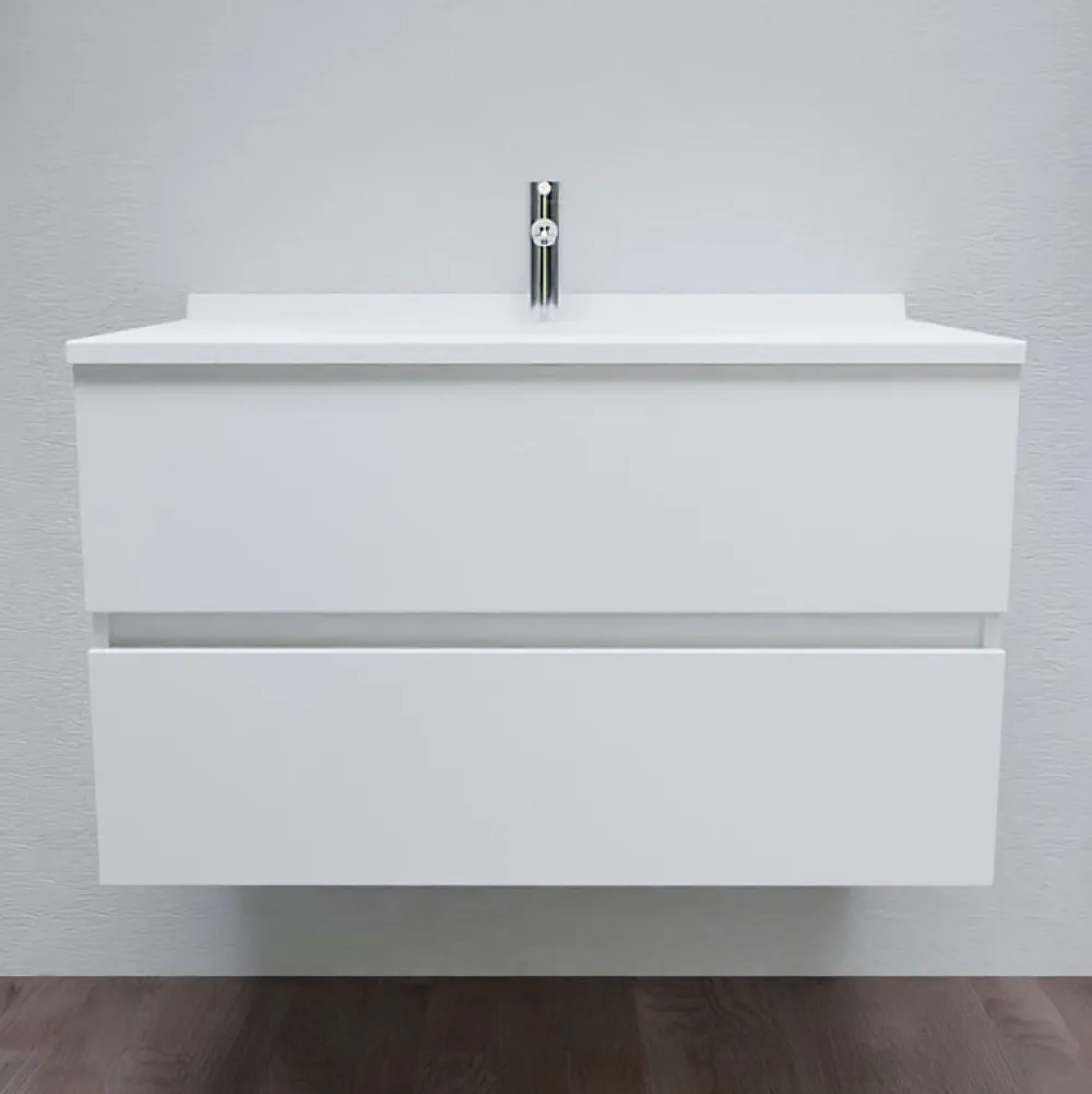Meuble Vasque|Cuisibane Meuble vasque L 90cm P 55cm ROMY - Blanc brillant