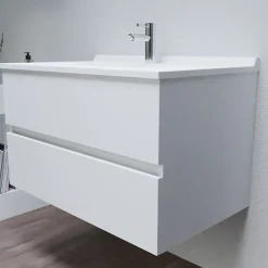 Meuble Vasque|Cuisibane Meuble vasque L 90cm P 55cm ROMY - Blanc brillant