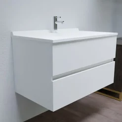 Meuble Vasque|Cuisibane Meuble vasque L 90cm P 55cm ROMY - Blanc brillant