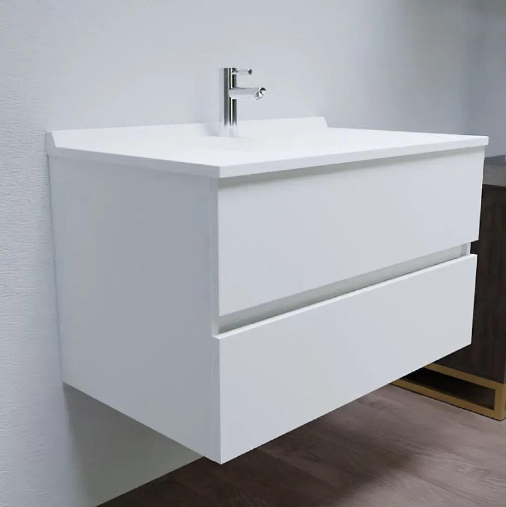 Meuble Vasque|Cuisibane Meuble vasque L 90cm P 55cm ROMY - Blanc brillant